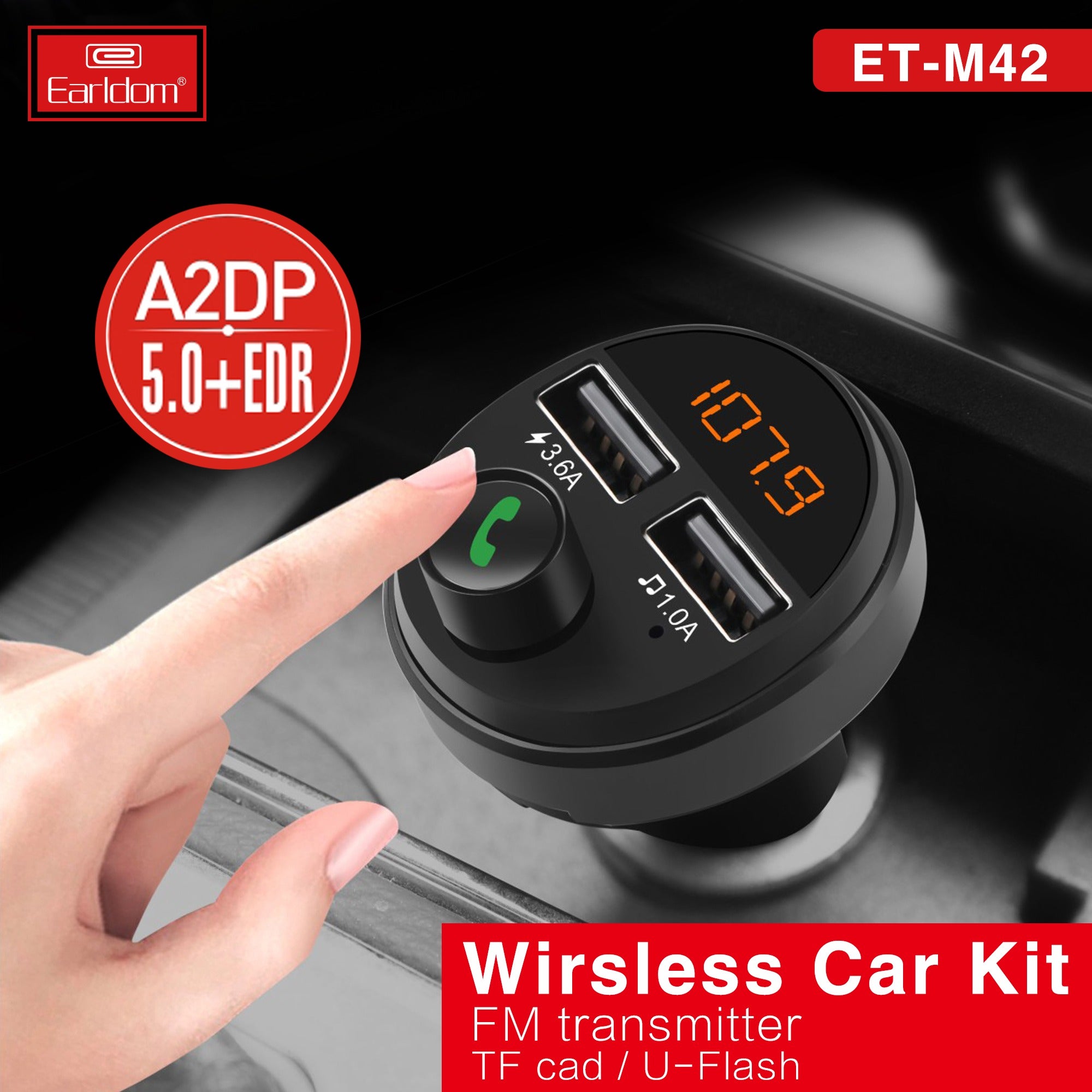 Earldom Fm Transmitter 2 Port Usb Car Charger 3.6A Dual USB Car Charger Earldom Fm Transmitter 2 Port Usb Car Charger 3.6A Dual USB Car Charger